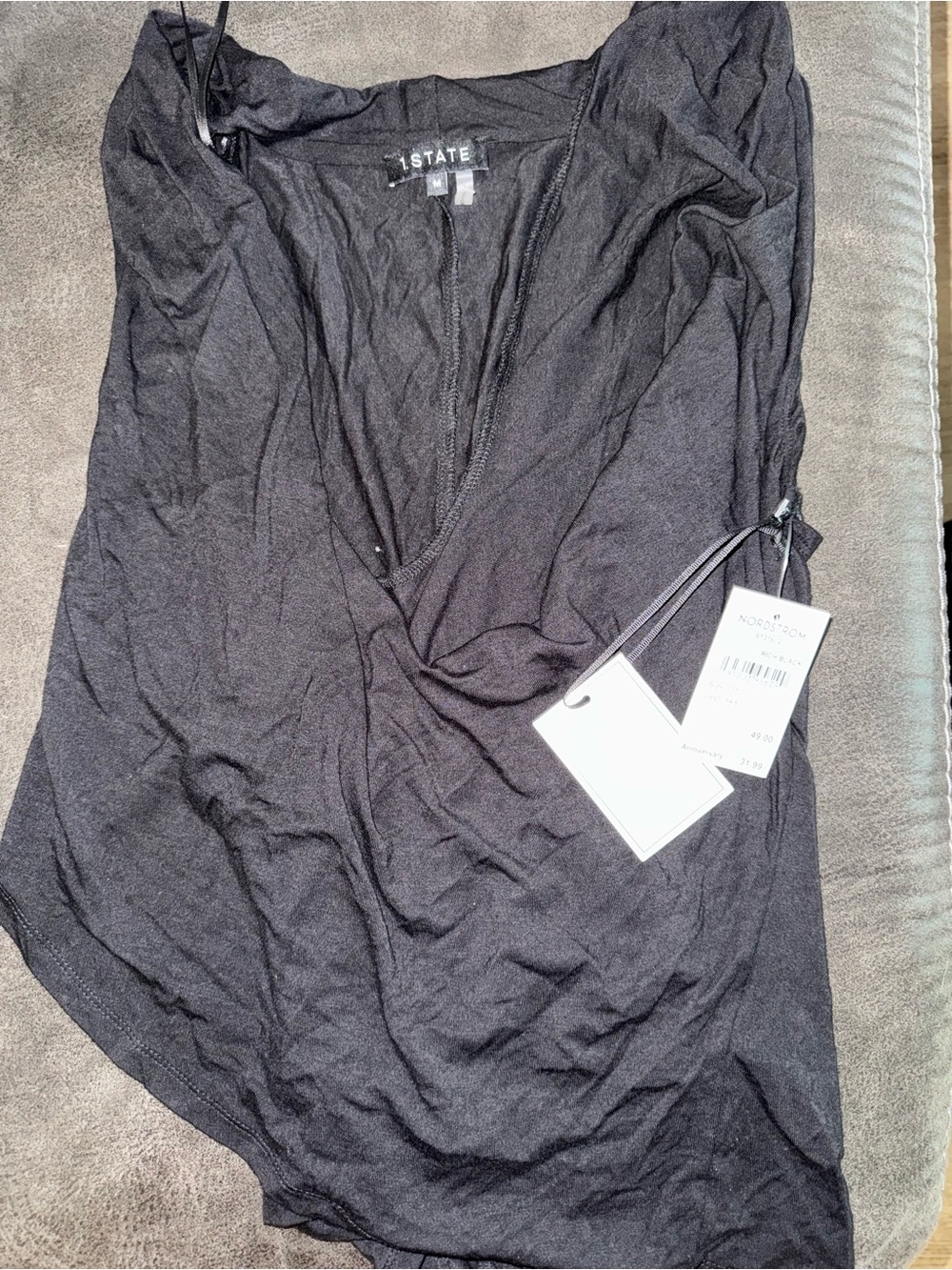 Nordstrom Black Lightweight Draped Women's Top